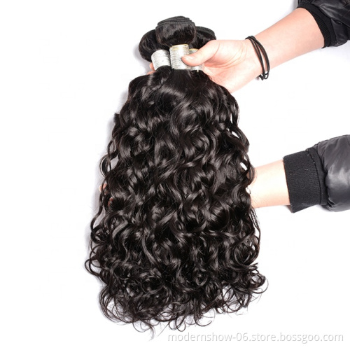 Wet and wavy virgin brazilian human hair bundles,water wave mink bundle hair with lace closure